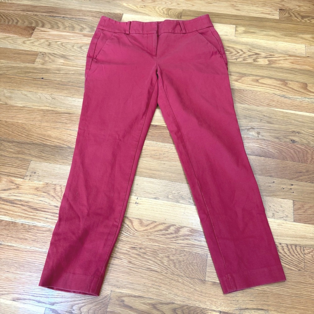 Ann Taylor LOFT Marisa Skinny Pants Red Ankle Length Stretch Trousers Size 6